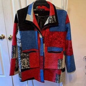 Cativa Multi Color Coat With Zipper & Pockets Size Medium